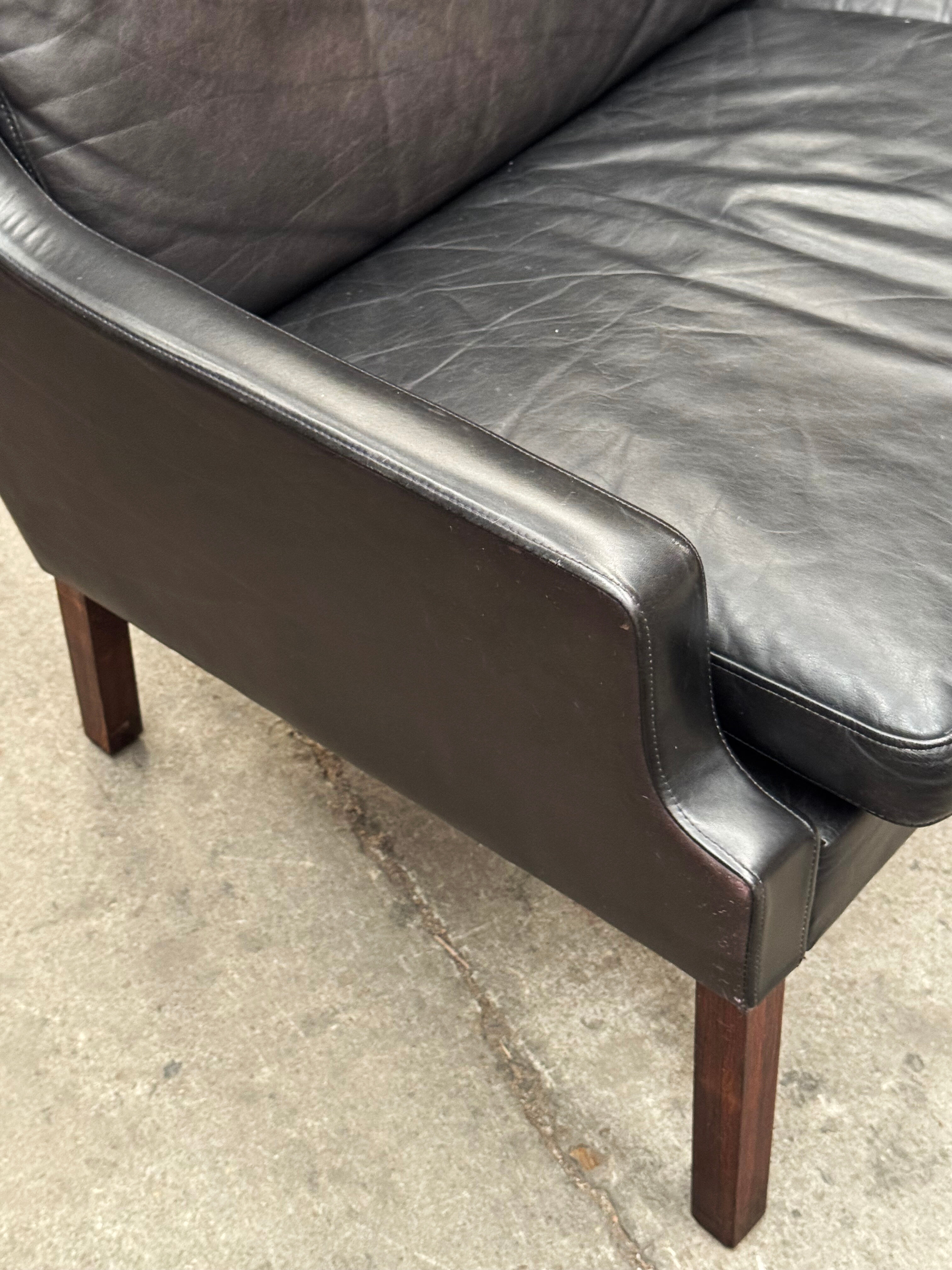 Canapé et 2 fauteuils scandinaves en cuir