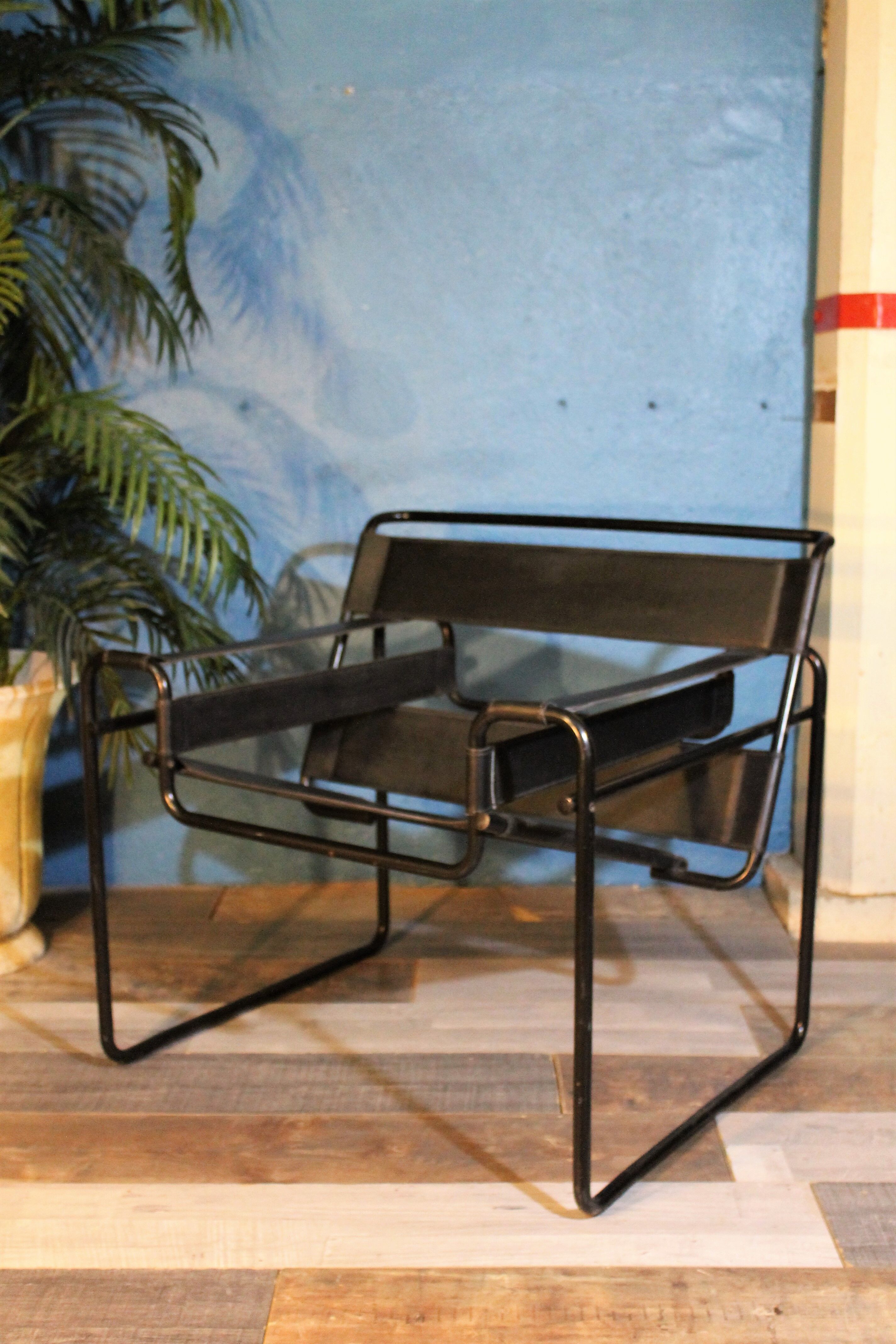 Metal armchair and leather, 1970s