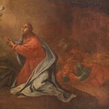 Antique Italian painting Christ in the Garden of Olives from 17th century