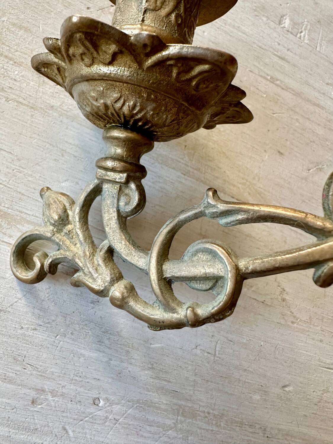 Pair of brass wall candle holders