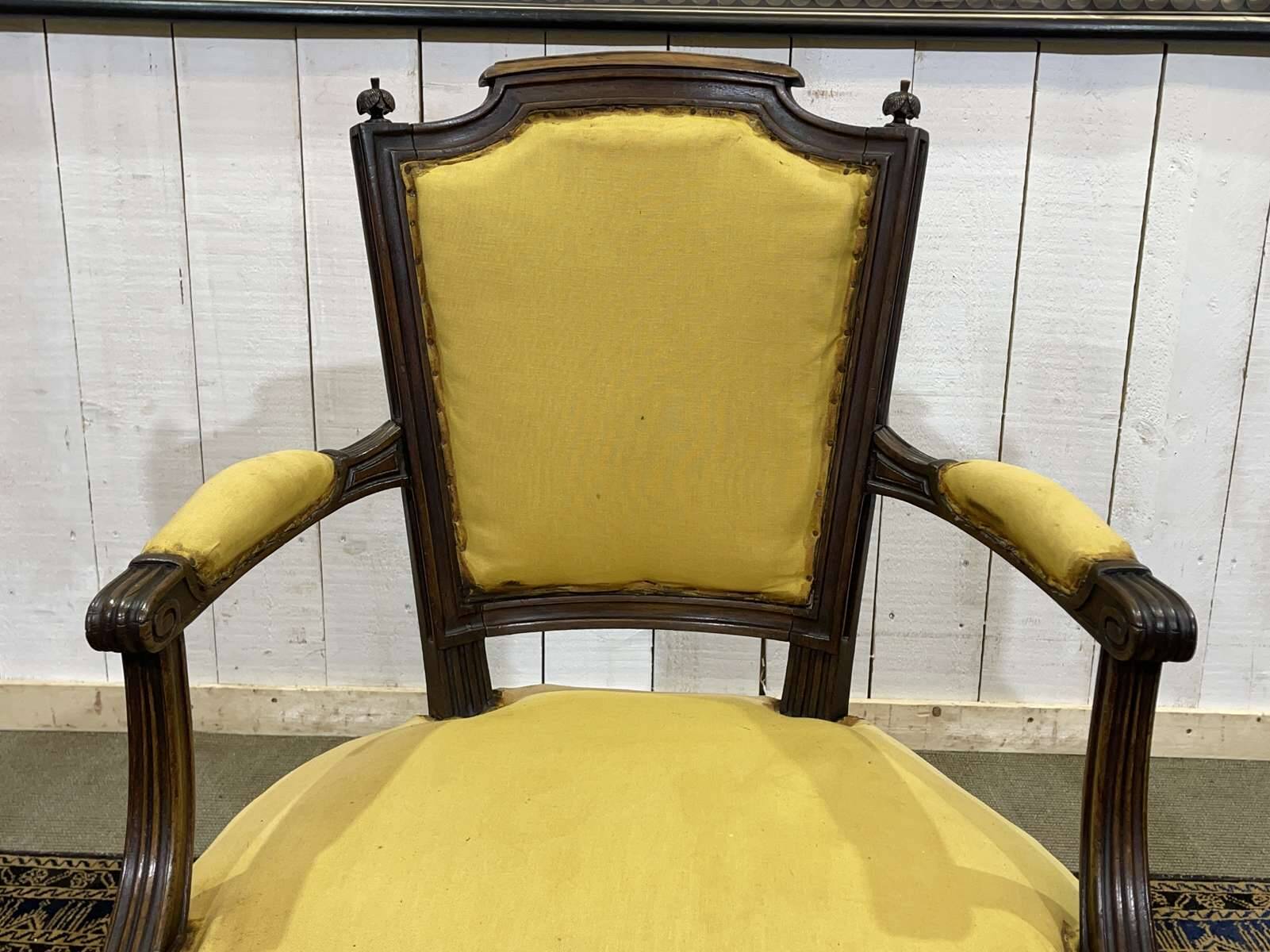 Louis XVI style armchair in beech, late 19th century