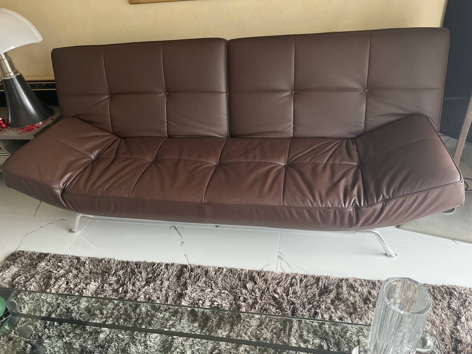 Brown leather Smala sofa