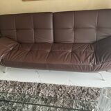 Brown leather Smala sofa