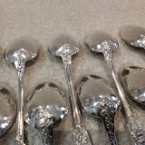 10 cuilleres a cafe metal argente orfevre PG styleart nouveau fleurs