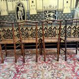 Ensemble table et 4 chaises en bois effet bambou