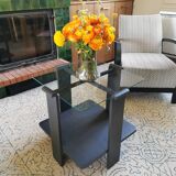 Art deco coffee table in wood and glass