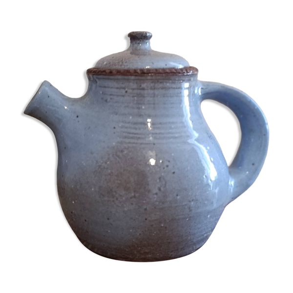 Théière céramique bleu/gris émaillée, signée Jeanne et Norbert Pierlot