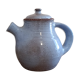 Ceramic teapot in blue/grey glaze, signed by Jeanne and Norbert Pierlot.