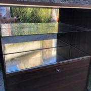 Vintage Scandinavian secretary in rosewood with drawers featuring fin-style handles.