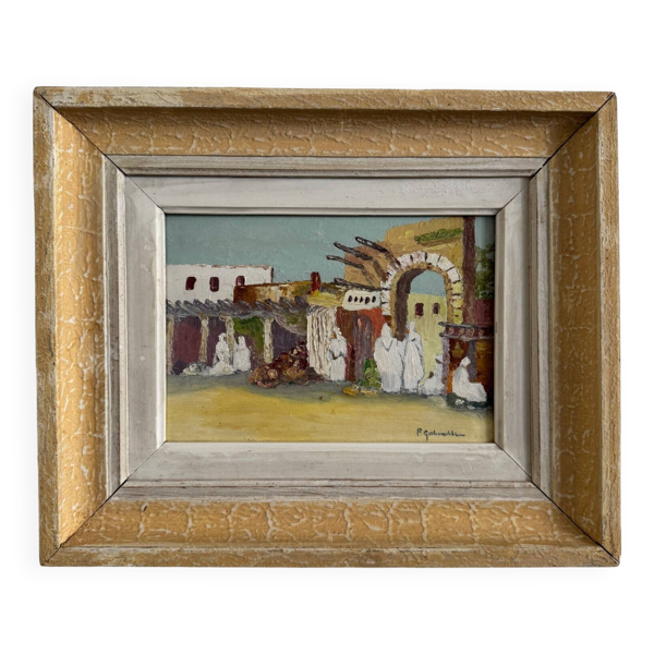 Huile orientale sur carton au couteau par P. Gobewille
