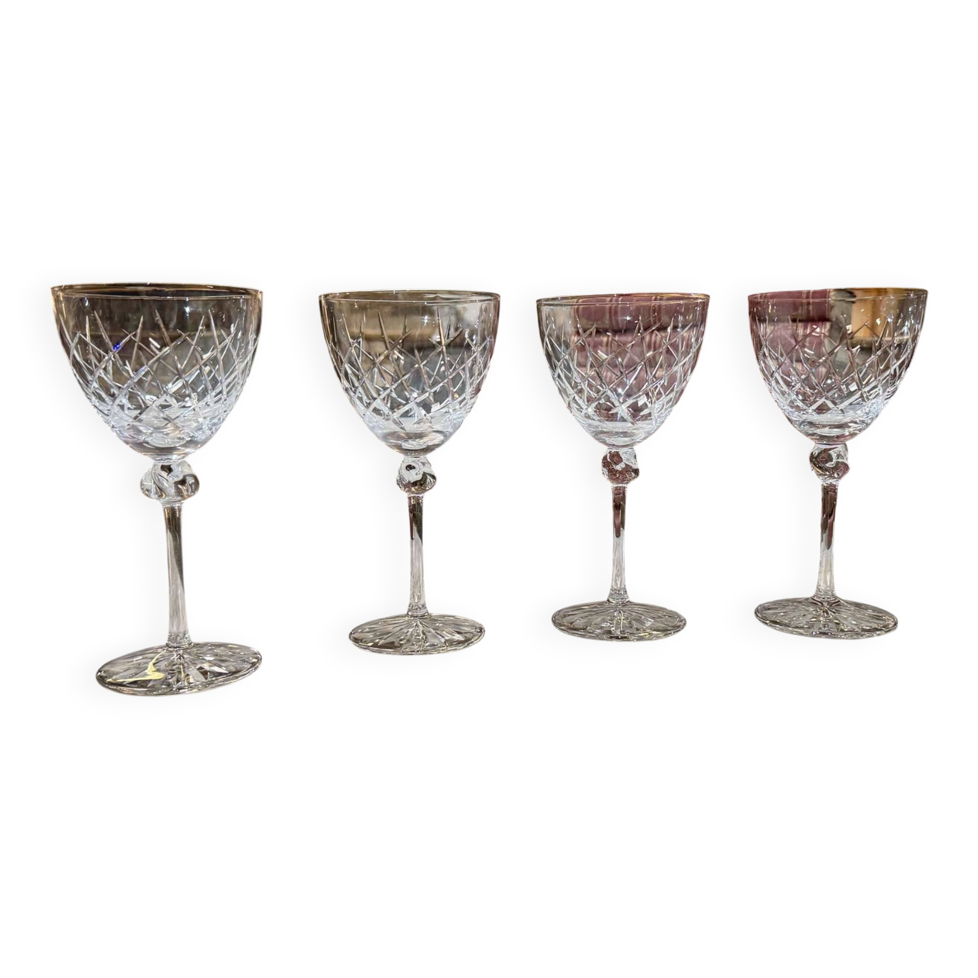 Set of 4 crystal stemmed glasses daum model boléro