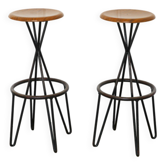 2 TABOURETS HAUT THONET MODÈLE CM127