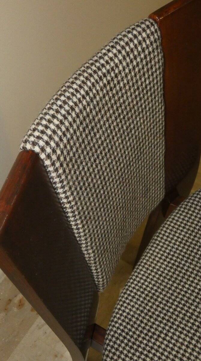 Wood and tweed chairs by Acerbis International, Italy, 1980s, set of 4.