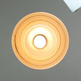 Vintage glass & brass salmon pendant lamp