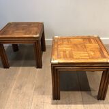 Paire de bouts de canapé en bois et laiton