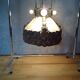 Antique Art Nouveau lamp in copper and silk