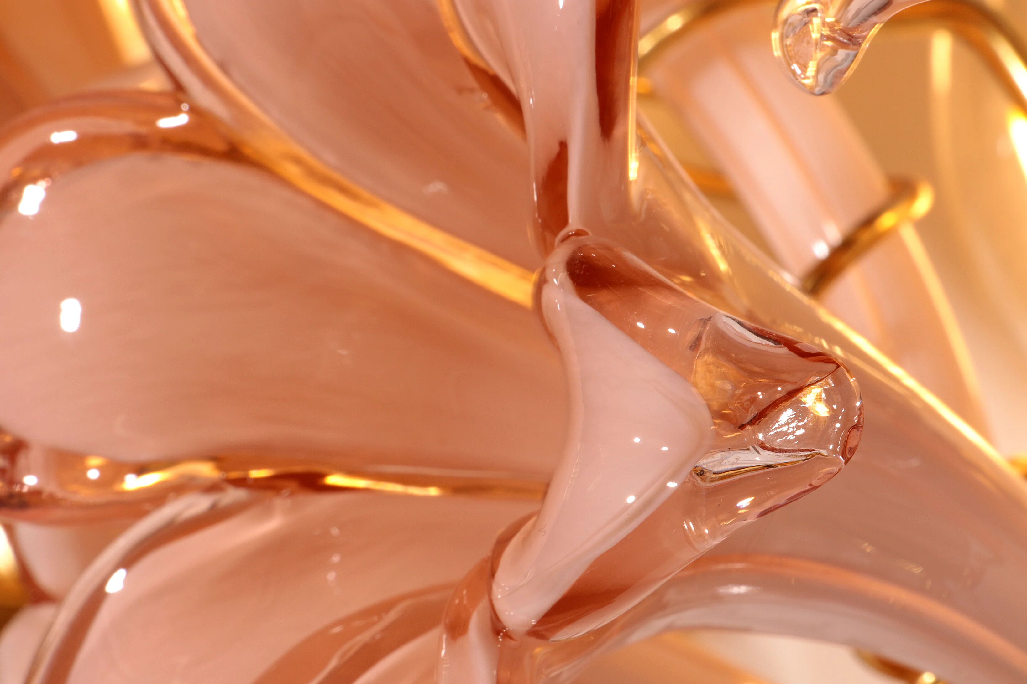 Pink lily spectacular Murano wall lamps by Franco Luce 1970