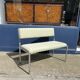 Chrome Bench Green Stripped 1970s Hollywood Regency Modernist Vintage