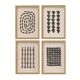 Collection of 4 abstract black paintings on paper signed Eawy.