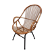 Fauteuil rotin pied métal années 60