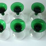6 verres à vin Roemer avec gravure sur un support en fer forgé fait main, vintage