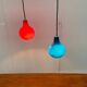 Set of 2 German glass pendants in mid-century style by Peill & Putzler.