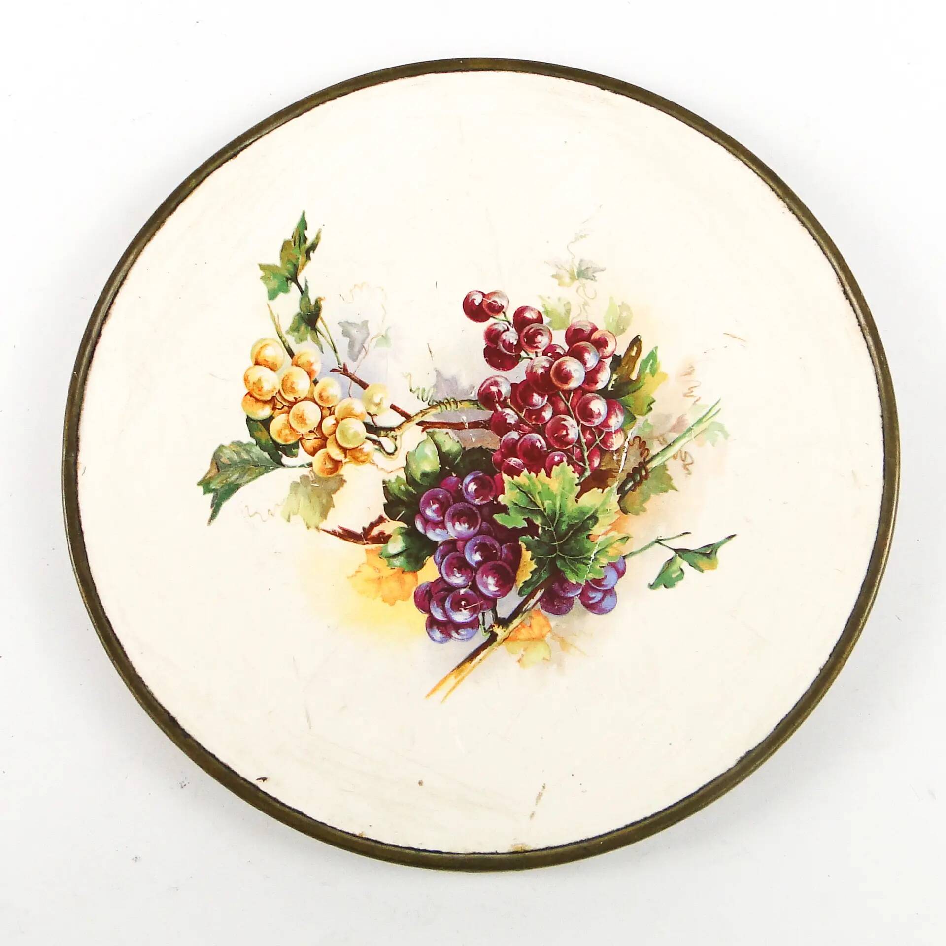 Plateau Art nouveau, laiton argenté, porcelaine blanche, Autriche, début du 20e siècle