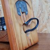 Pair of pine and opaline wall lamps