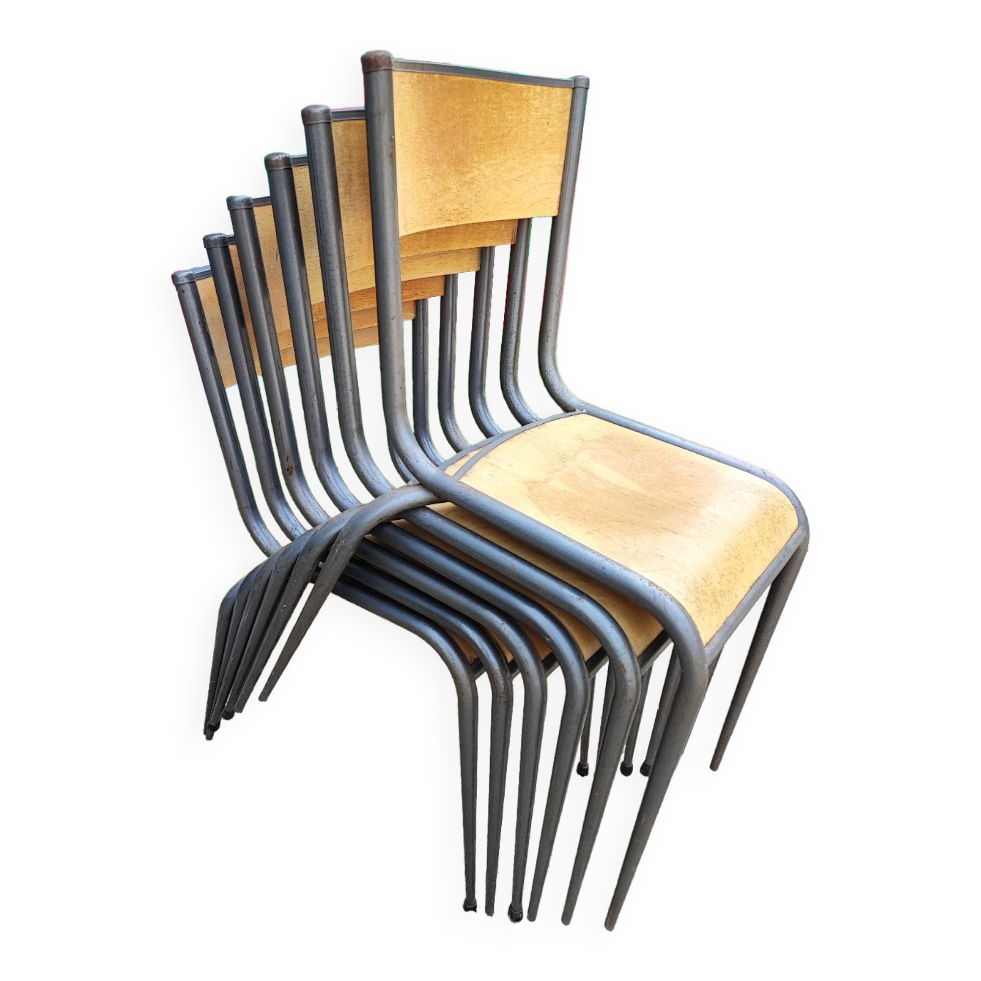 Six Mullca 510 school chairs with tapered legs
