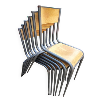 Six Mullca 510 school chairs with tapered legs