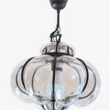 Vintage Venetian cage pendant light in blown Murano glass, 1950/1970