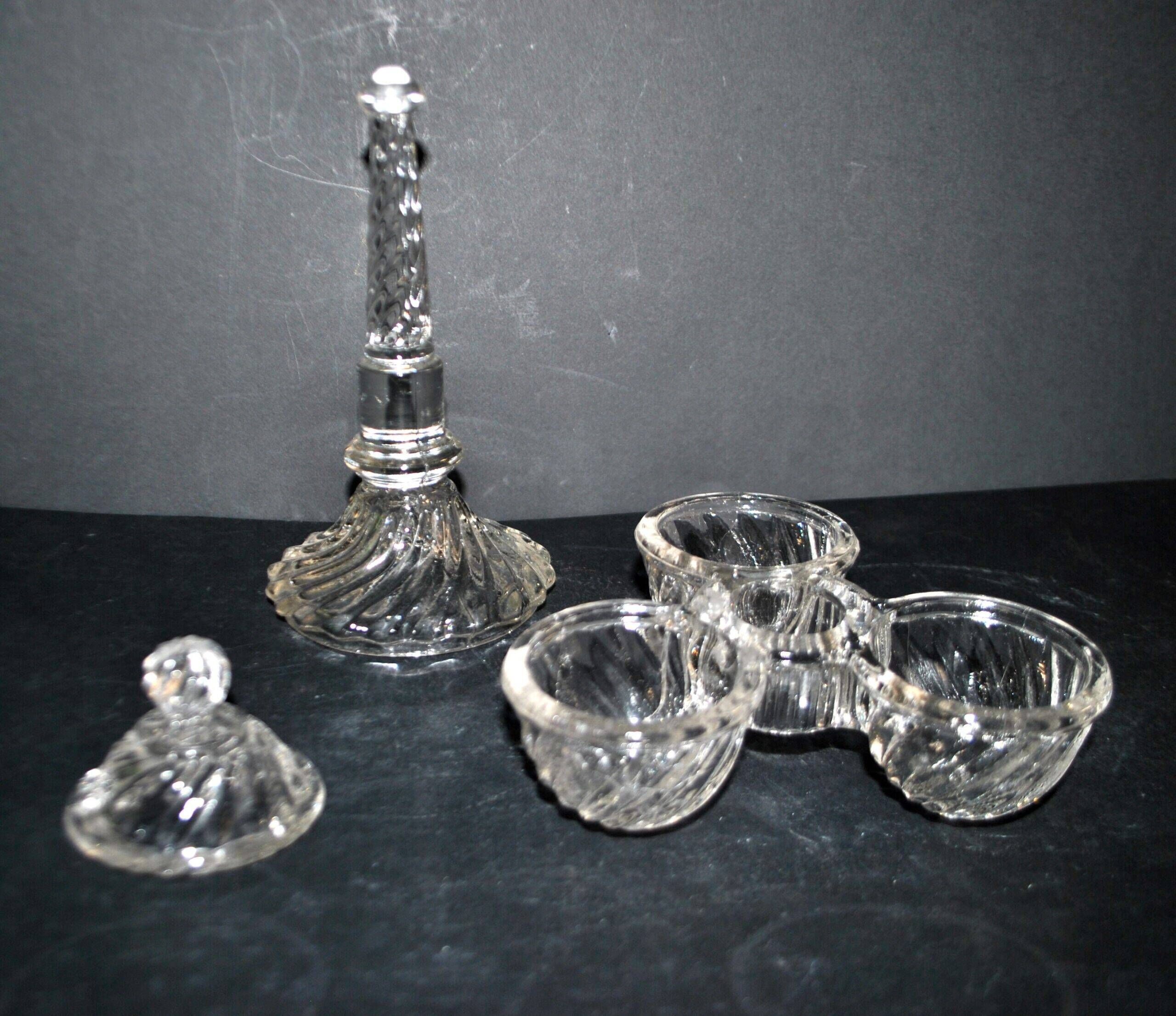 Vallerysthal rotating tableware – retro glass servant for salt, pepper, and mustard.