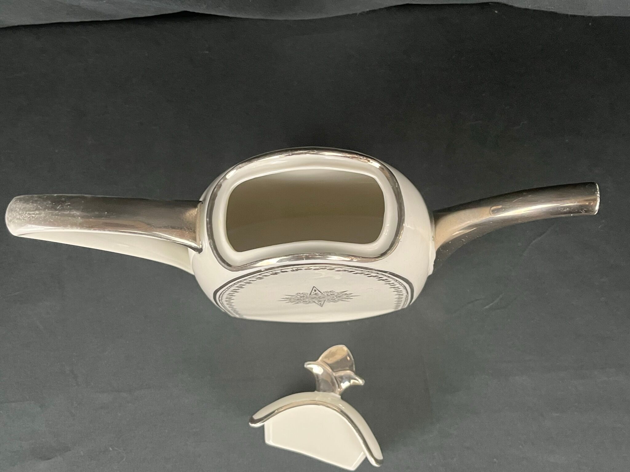 Art Deco coffee maker porcelain Limoges silver decoration around 1930