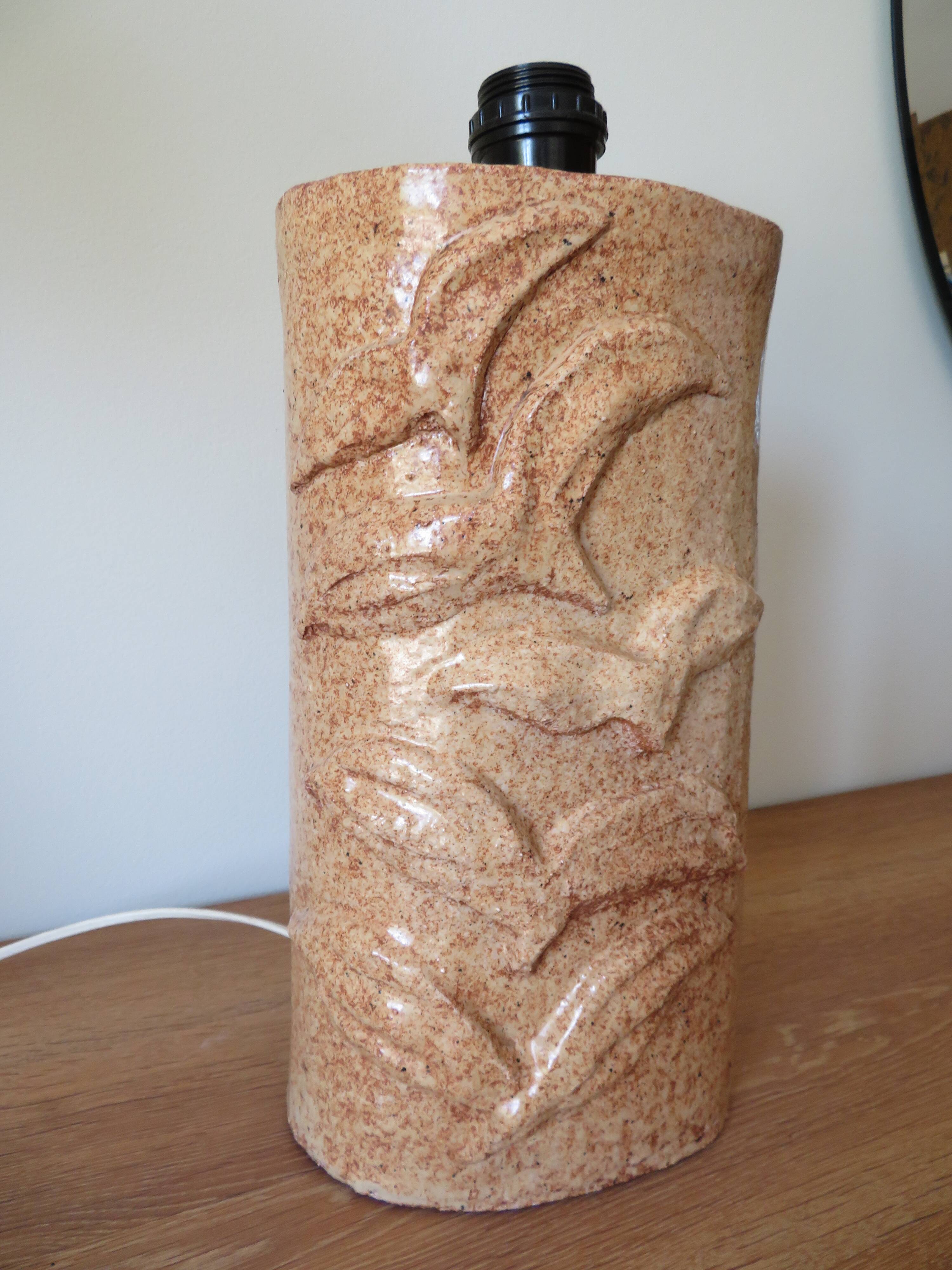 Large vintage glazed terracotta lamp base
