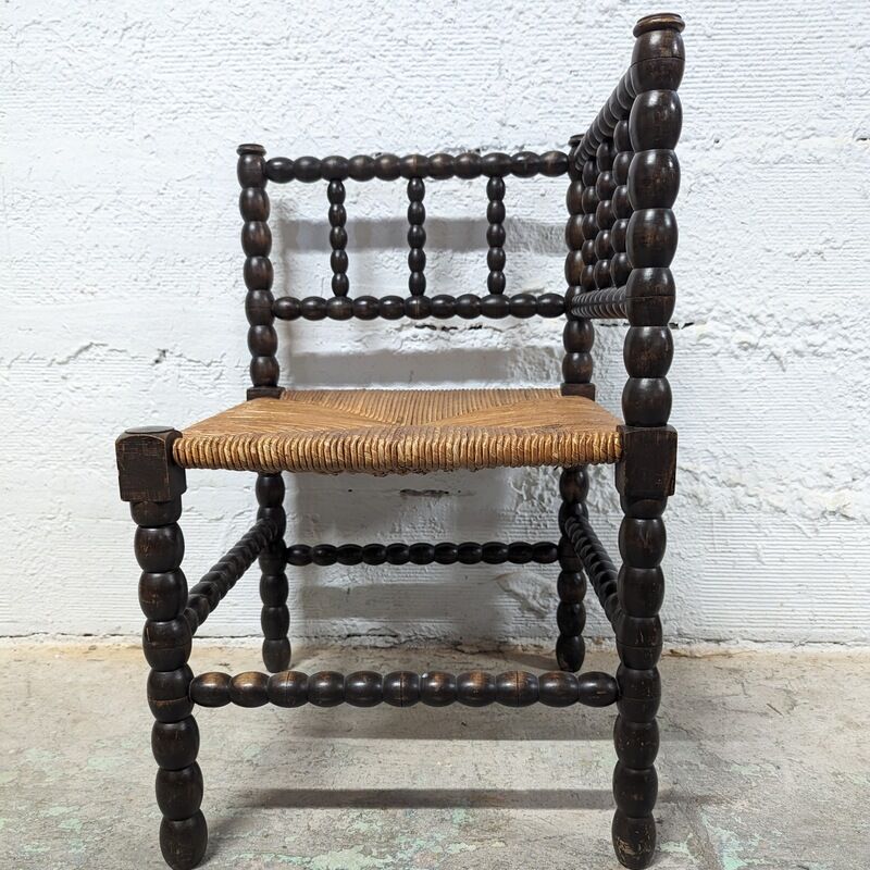 Turned wooden corner chair