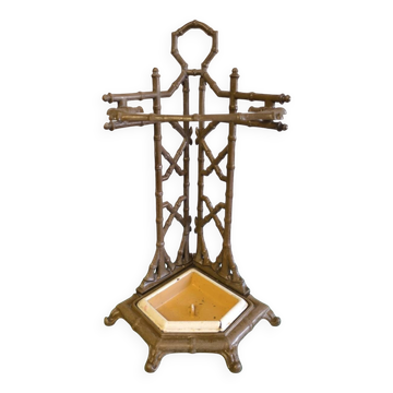 Bamboo imitation umbrella stand in enamelled cast iron circa 1930