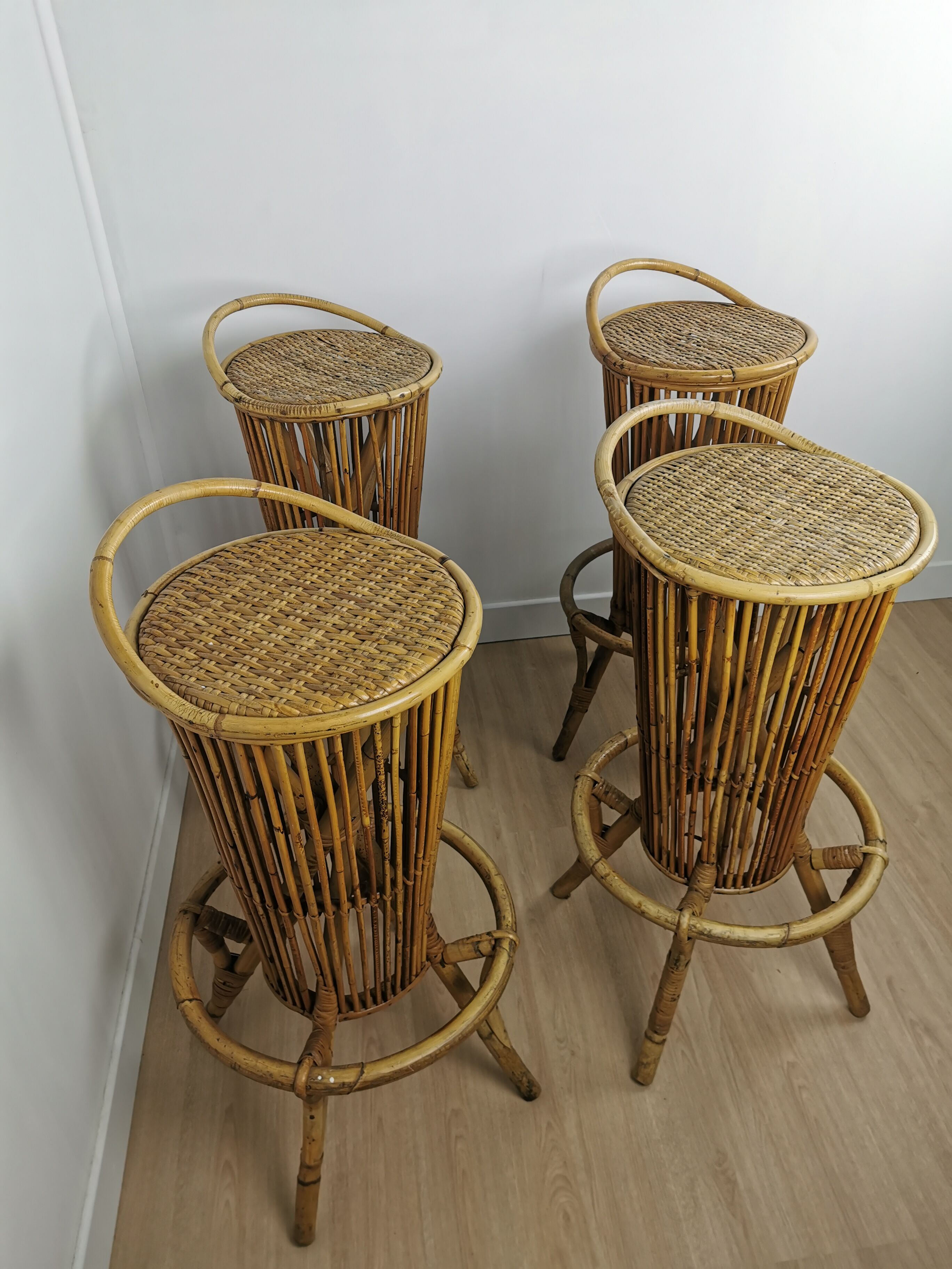 Rattan bar stools 60s