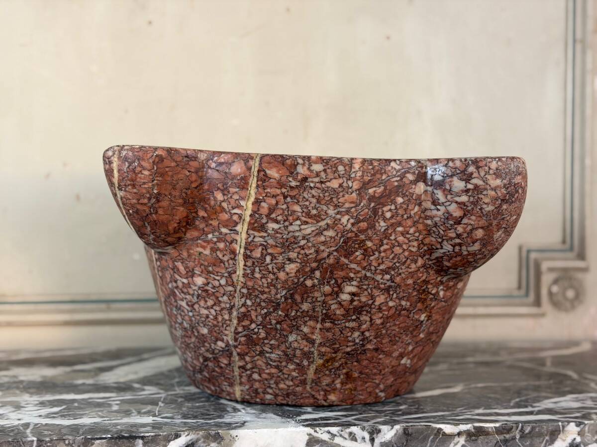 Large mortar in Phocaean pink marble, 19th century