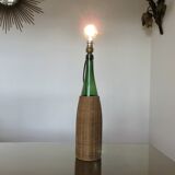 Rattan and glass "bottle" lamp from the 60s and 70s