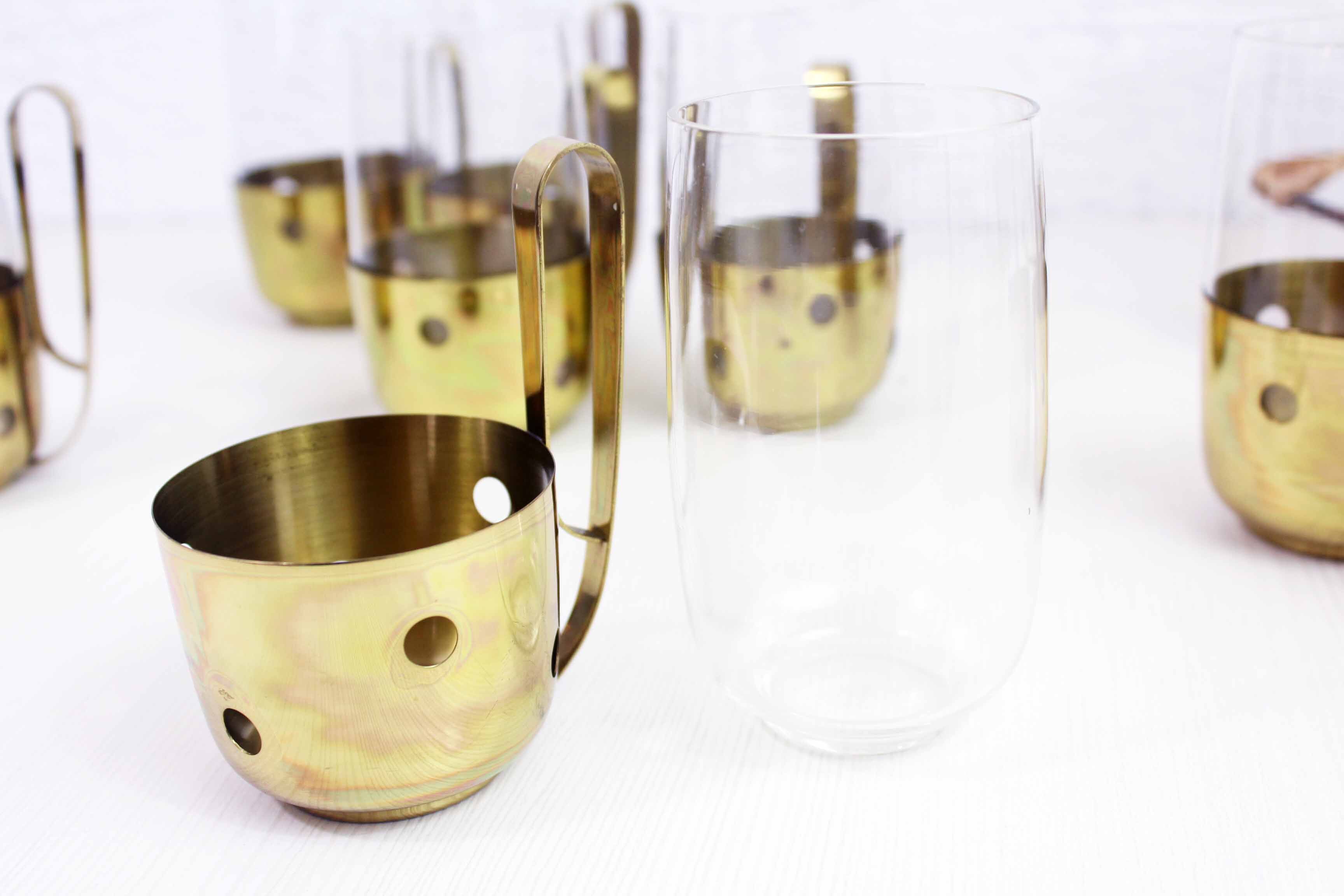 Brass orangeade service and 60s glass