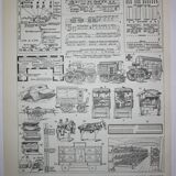 Engraving • Army ambulance, firefighter • Original lithograph from 1898