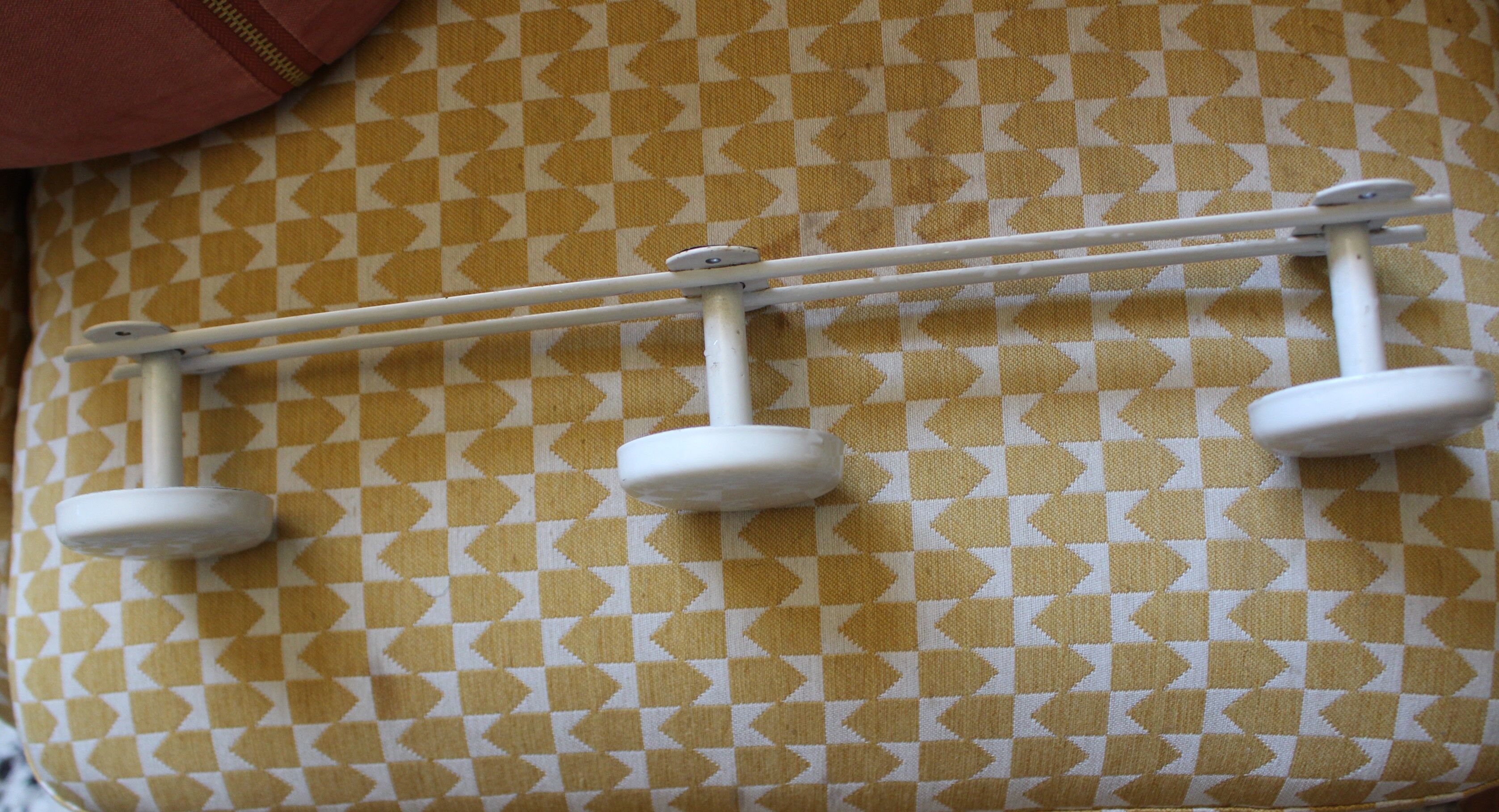 Coat rack vintage metal white 3 hooks