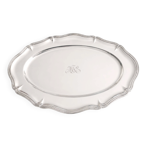Grand plateau ovale en - argent