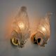 Pair of frosted leaf sconces, murano glass, italy, 1970