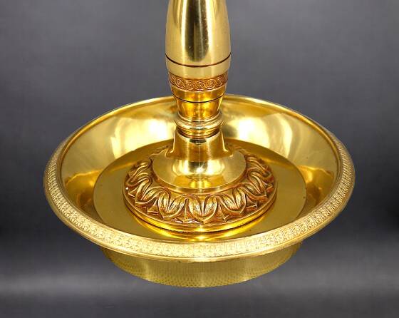 Empire Style Bouillotte Lamp in Gilded Bronze with Three Lights "Lucien Gau"