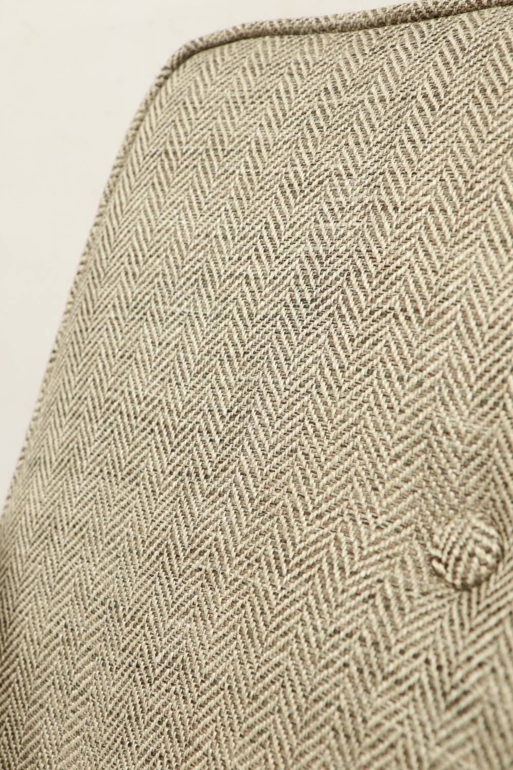 Vintage armchair in natural rustic oak wood herringbone fabric modern design by Chierovsky