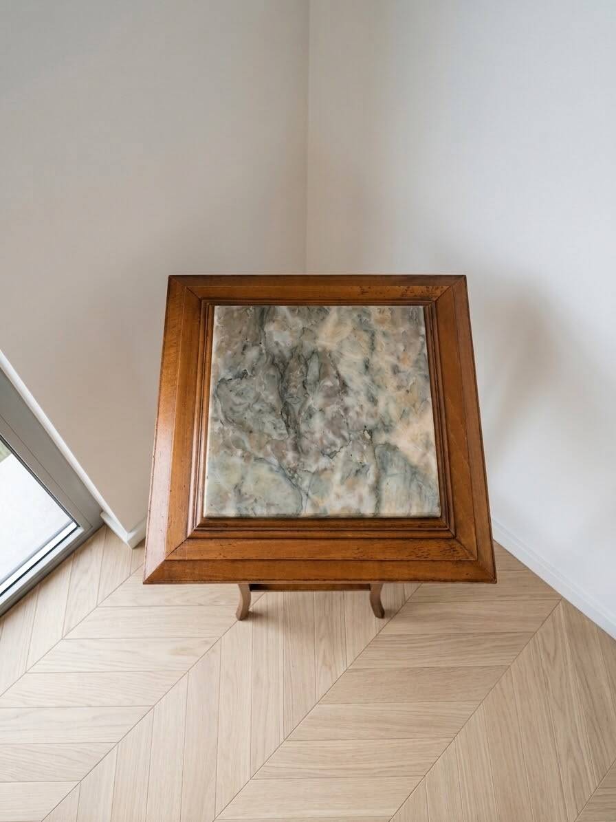 Side table with marble top.