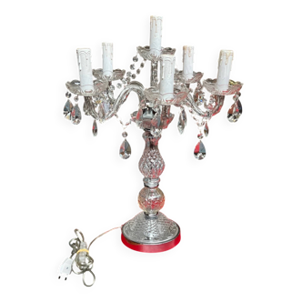 Girandole. 6 light points. Crystal, glass. Italy. 20th century. 62x45 cm.