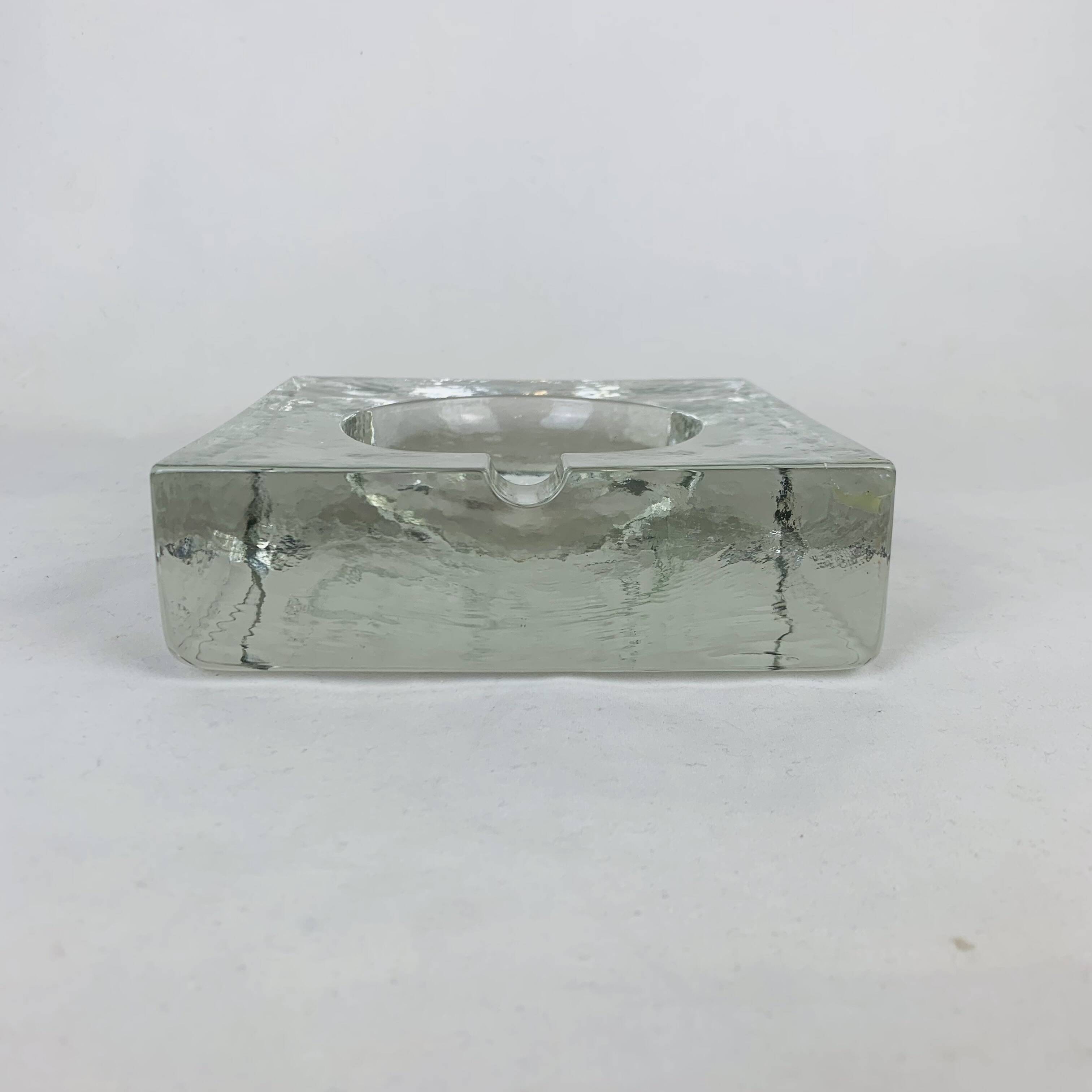 Brutalist glass ashtray from the 70s