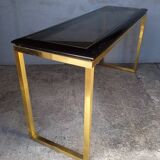 Designer console in gilded brass and glass, 1970s